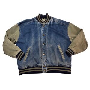 Wear Guard Denim Canvas Varsity Jacket Blue Utility Workwear XL